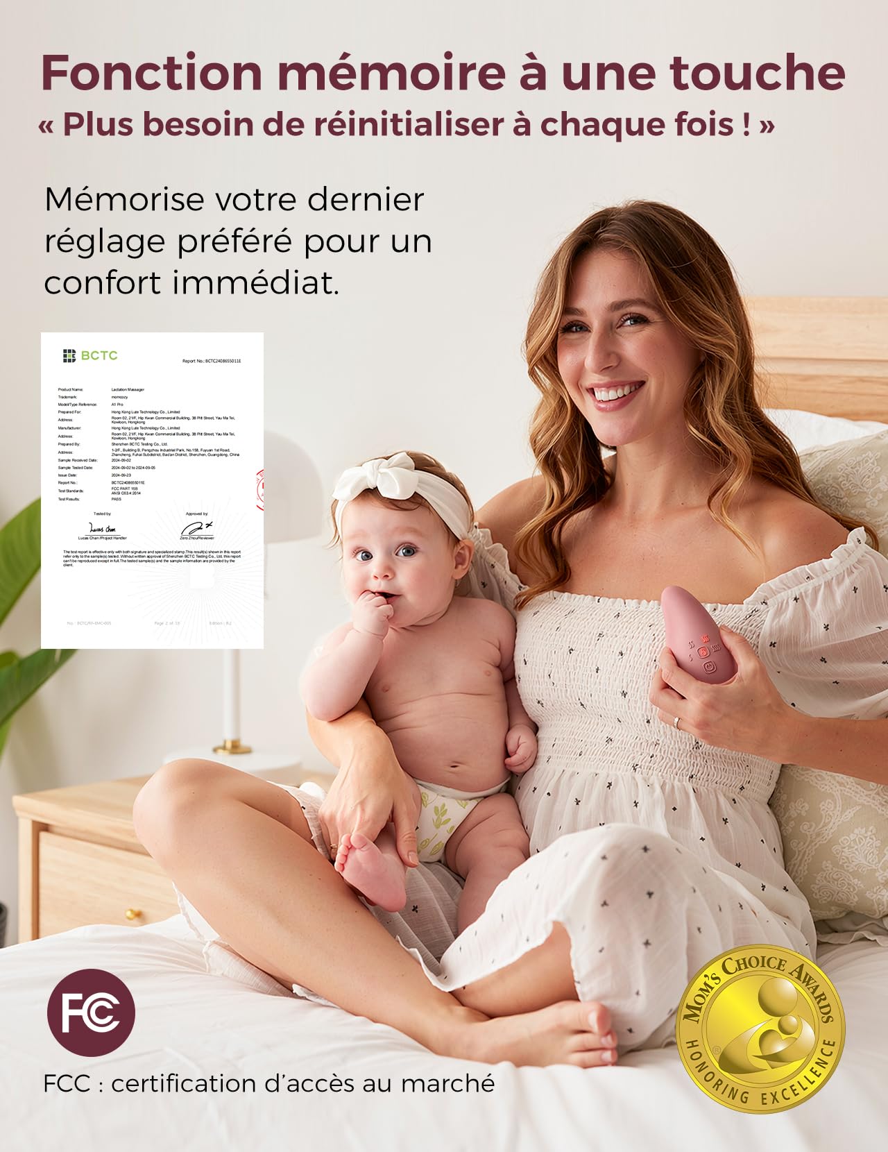 Momcozy A1Pro Masseur d’Allaitement, Vibration et Chauffe Rapide | Vibration Profonde et Chauffe Rapide, Mémoire et Charge Rapide, pour un Usage Pratique pendant l’Expression