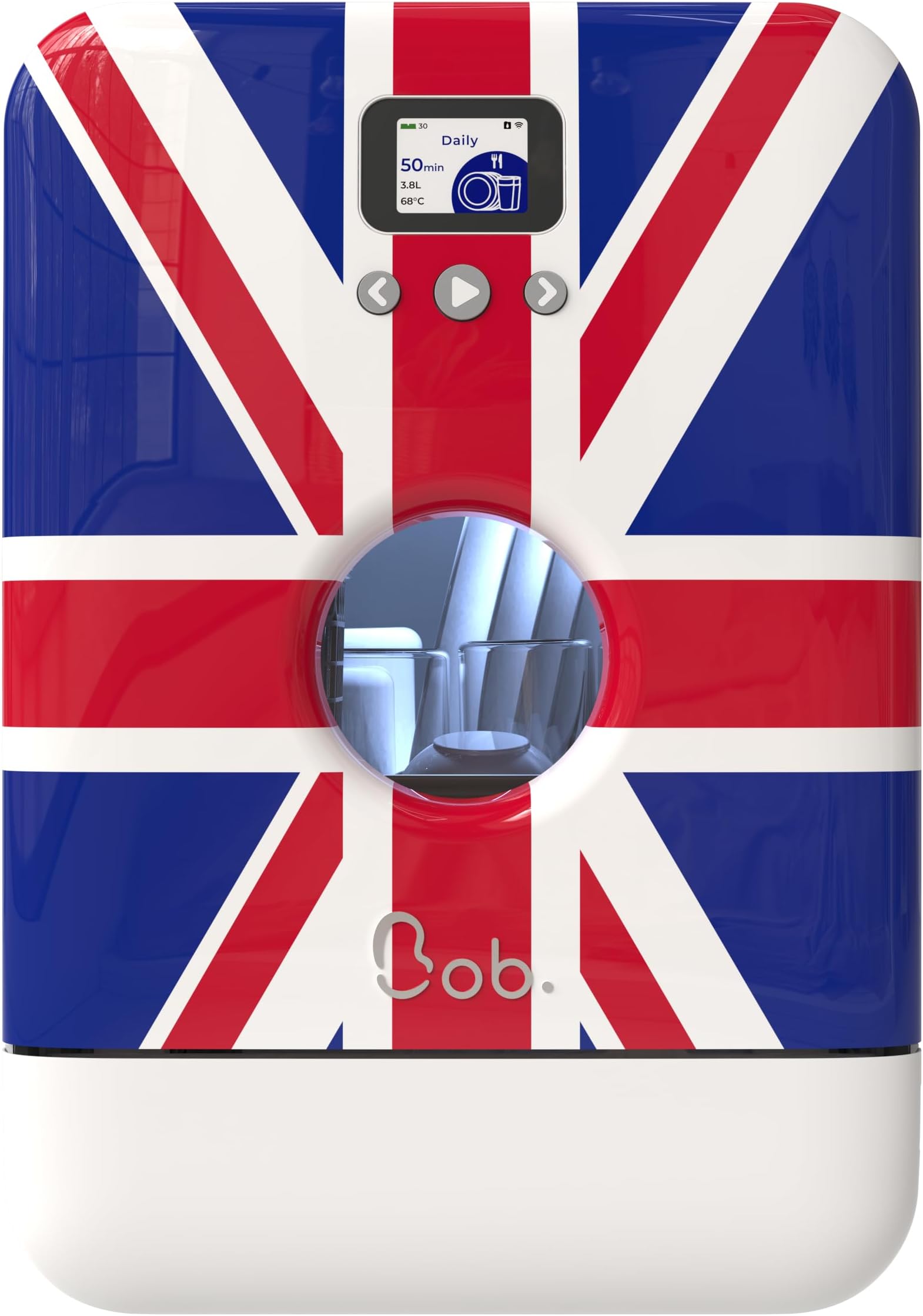 Bob - Compact Dishwasher -daily dishes of 3 people - Built-in Dishwasher - Free-standing, Integrated tank, Portable - White (UK Sticker)