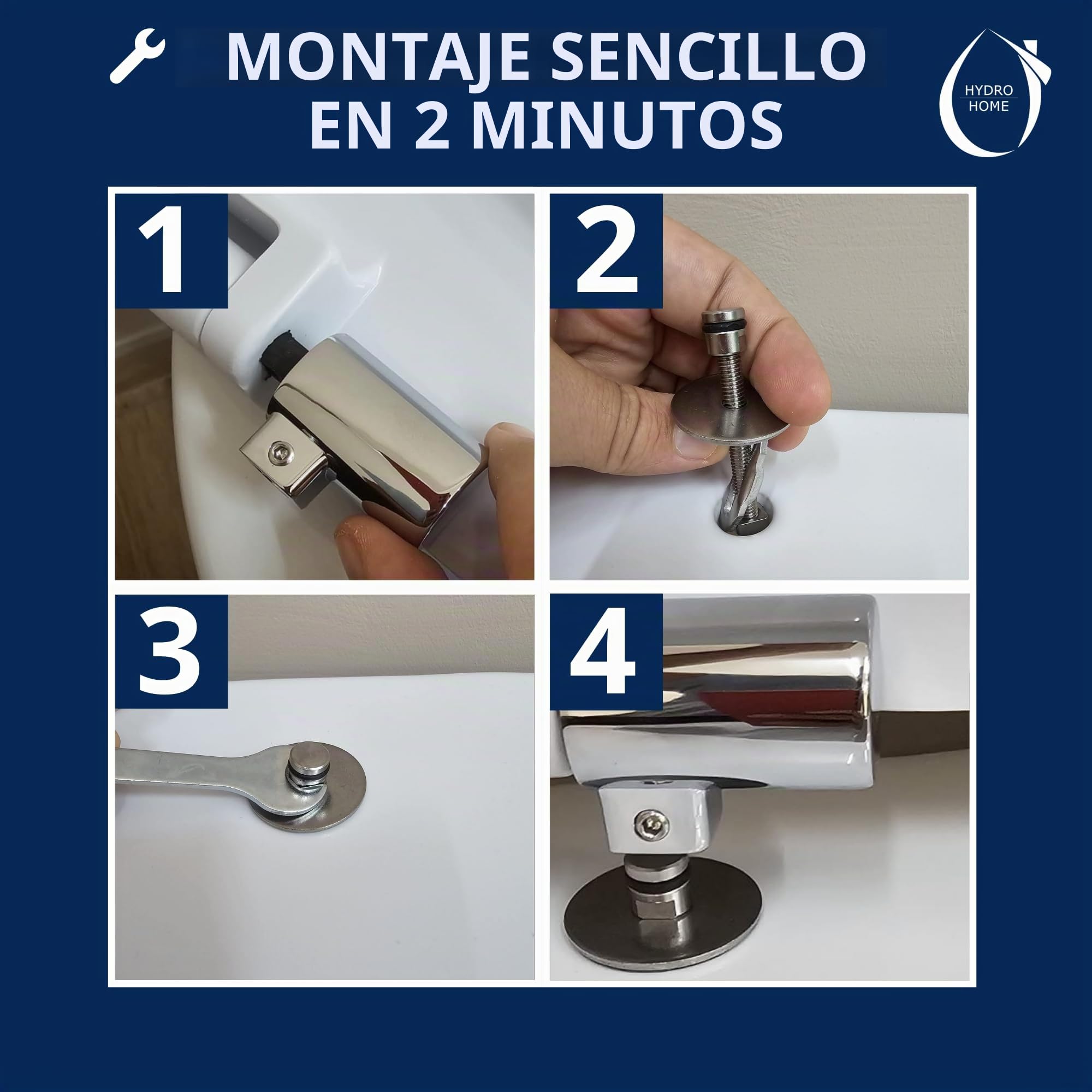 HYDRO HOME Bisagras para tapa WC con fijación superior, para tapas termoendurecidas, instalación fácil con herramientas incluidas, Made in Italy (Cierre suave fijo)