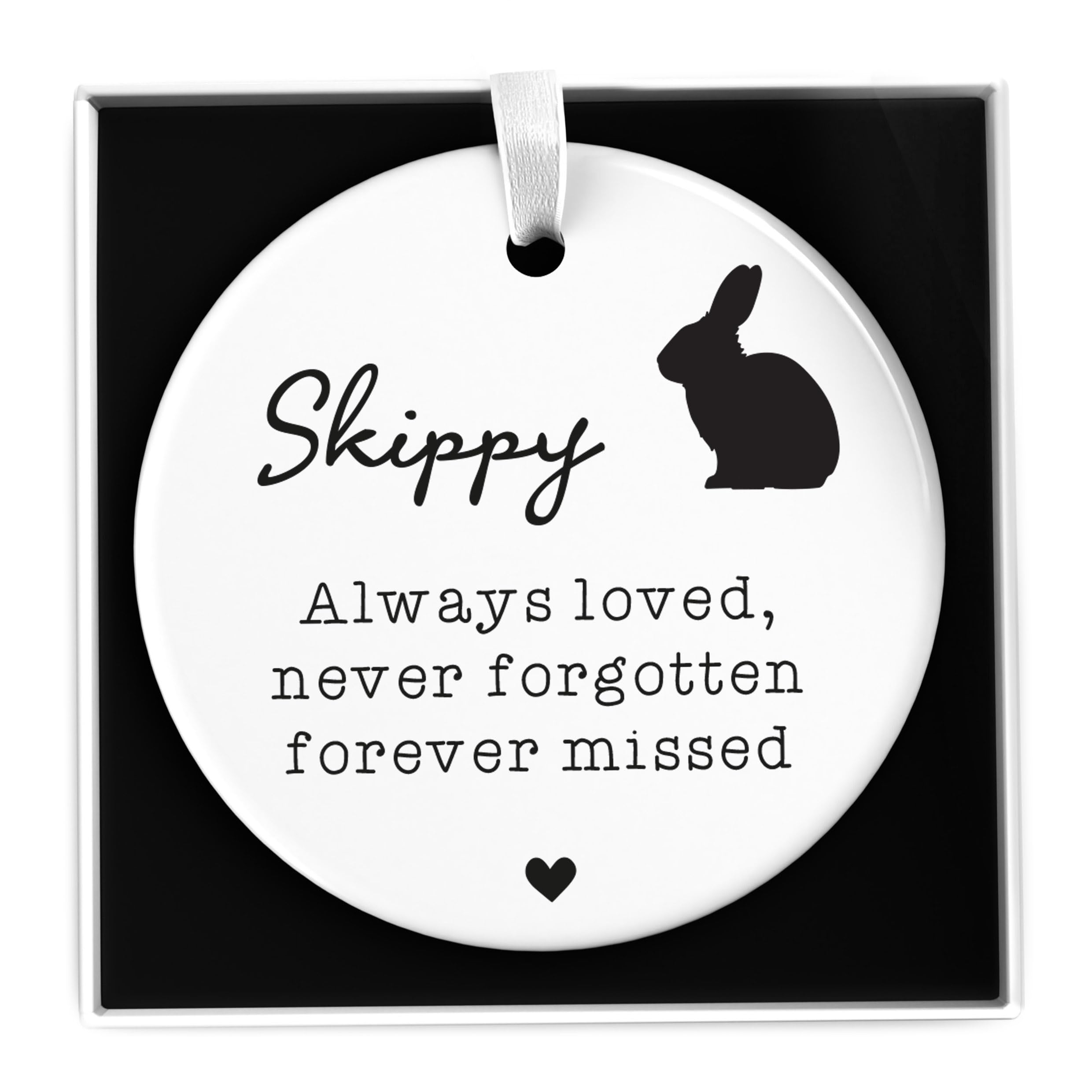 Beecreative Personalised Rabbit Memorial Gifts - Bunny Rabbit Loss Gift - Rabbit Remembrance Gift - Any Name Rabbit Memorial Ceramic Ornament - With Gift Box