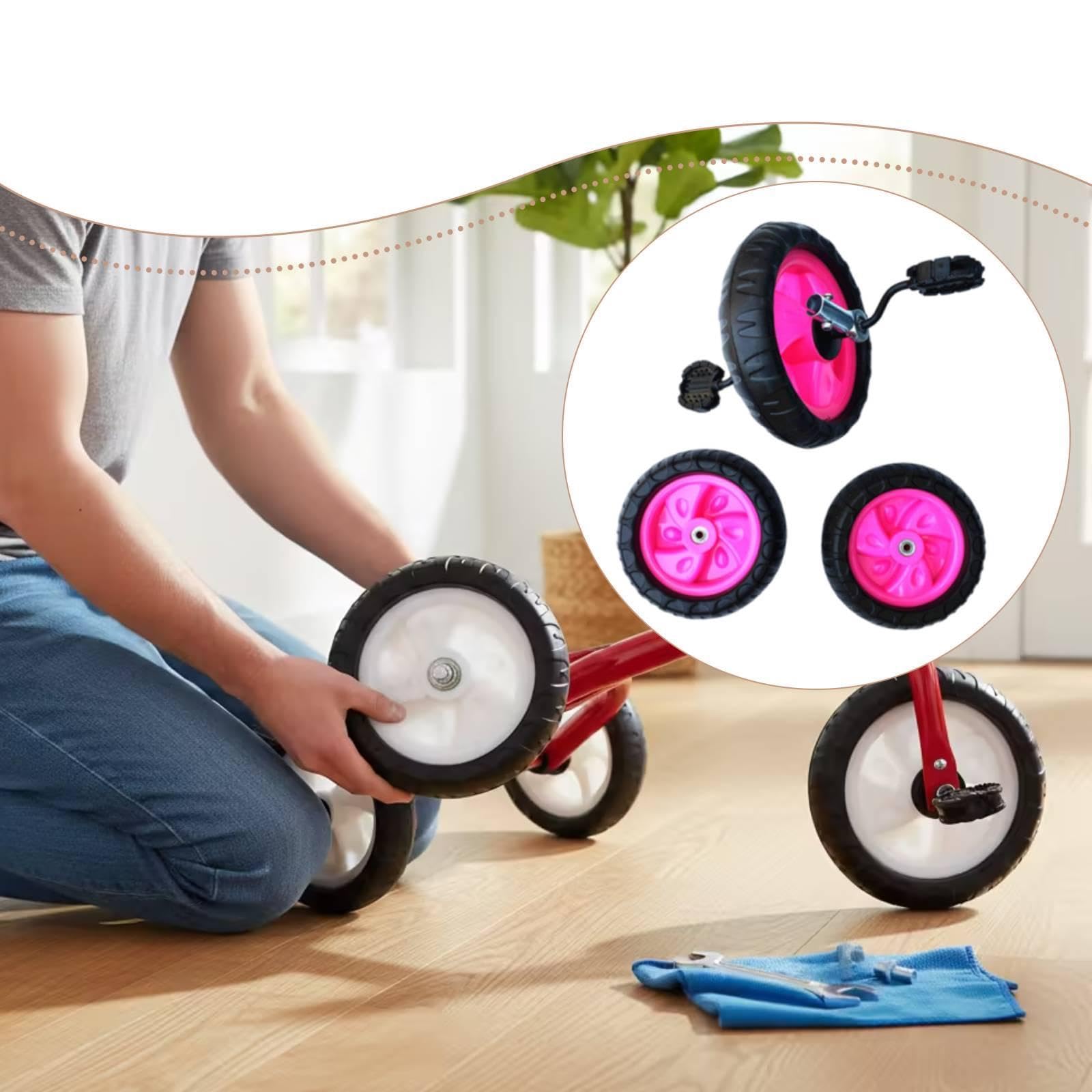 3 Räder für Kinder, Vorder Und Hinterrad, Radzubehör, Einfach zu Montieren, Leicht Und Tragbar, 8 Zoll Rad, Ersatzteil, Rosa