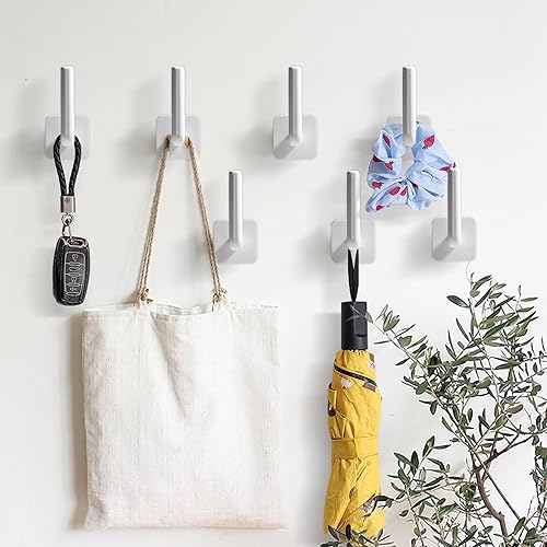 Miniatura 5 de Paquete de 10 ganchos para sombreros montados en la pared, gorras de béisbol, con capacidad para más de 10 sombreros, en forma de L, gorras de