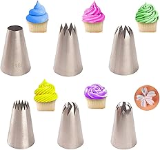 ADYTUI 6PCS Extra Large Icing Piping Tips Set French Star Decorating Tip Cupcake Icing Tips Closed Star Pastry Tube Open Star Piping Tip Piping Nozzles Kit Icing Piping Nozzles for Pastry Cakes Decorating