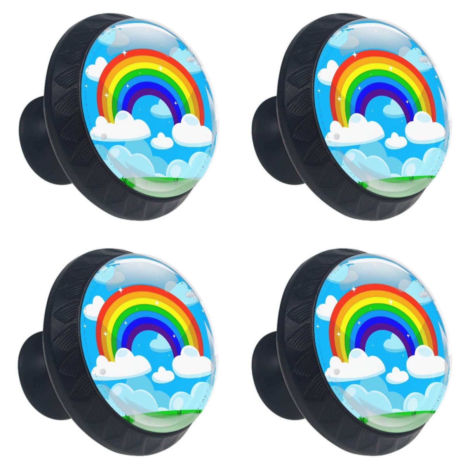 Boutons en verre pour meuble de cuisine haut de gamme bleu arc-en-ciel 4pcs