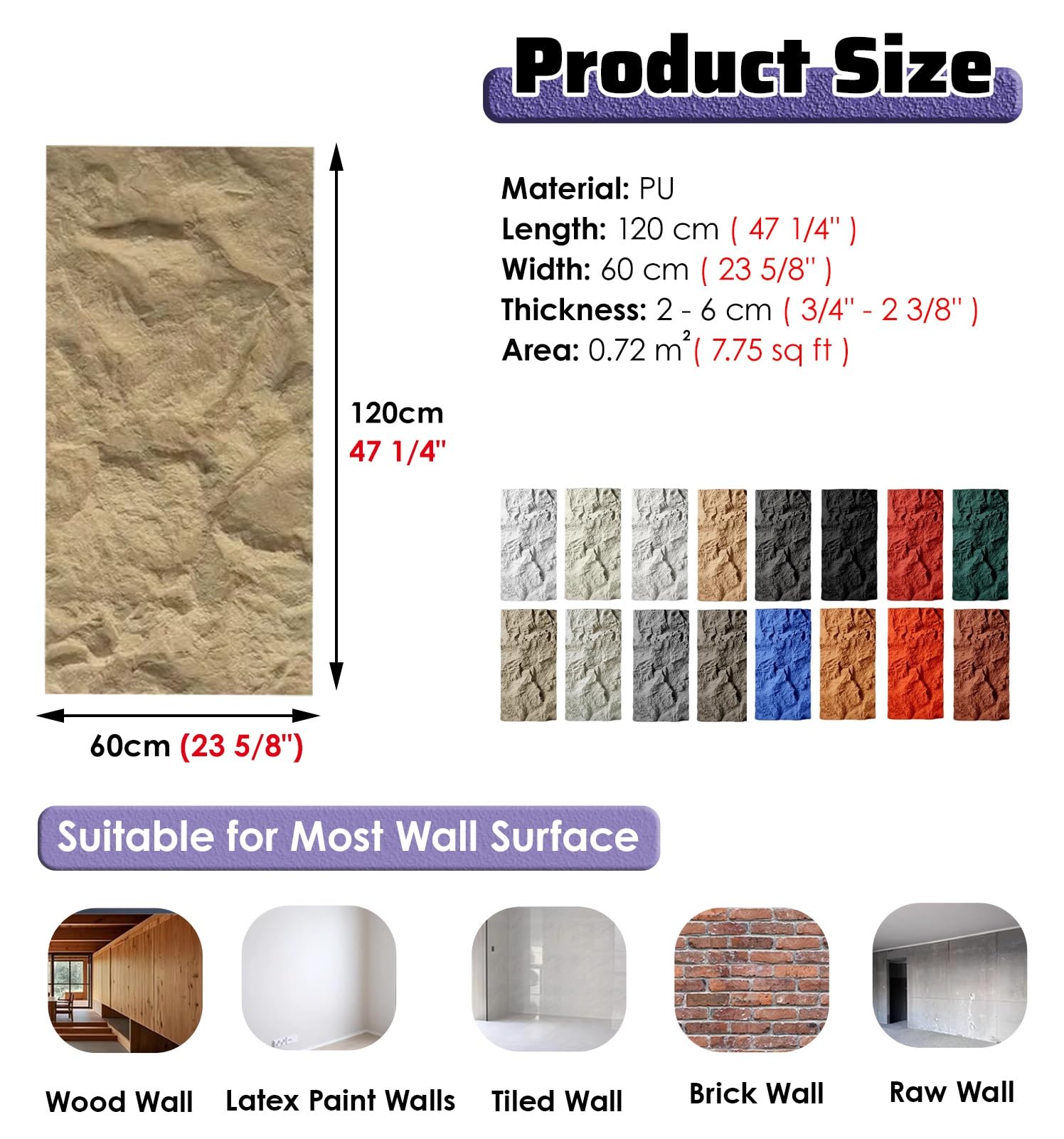 Pannelli Decorativi per Pareti Pannelli Decorativi per Camino, Piastra Decorativa per Scale/Camino/Parete Della Cucina, Cornice Grande per Carta da Parati Effetto Pietra(Brown,3 pack)