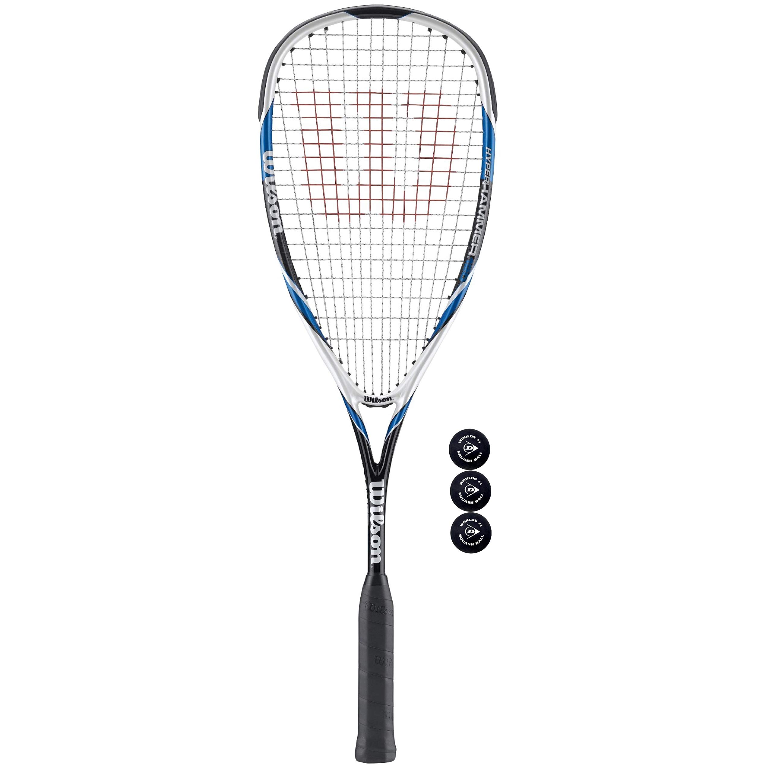 Wilson Hyper Hammer 120 - Raqueta de squash + 3 pelotas de squash