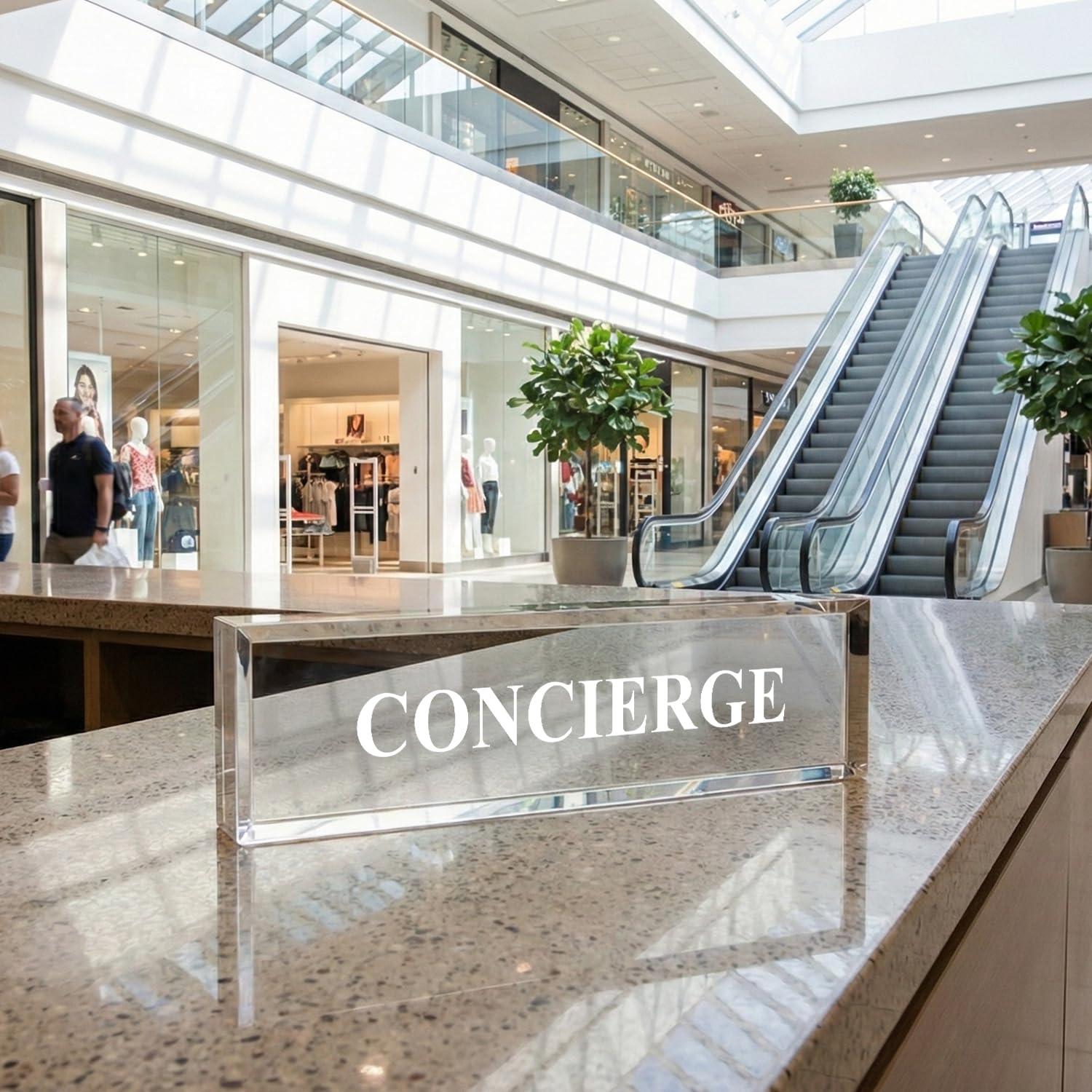 Concierge - Acrílico transparente de 2 x 8 pulgadas, Cartel Personalizado, Decoración de Accesorios de Escritorio de Oficina