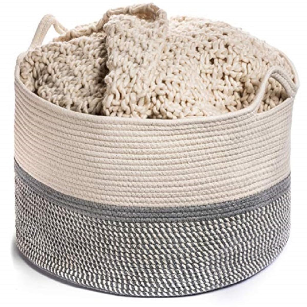 HEMOTON Cesta de Ropa de Algodón con Asa Bebés Blanco
