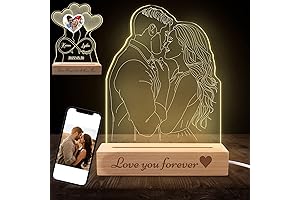 YanNanKe Personalized 3D Portrait Illusion Engraved Photo Lamp with Wood Base