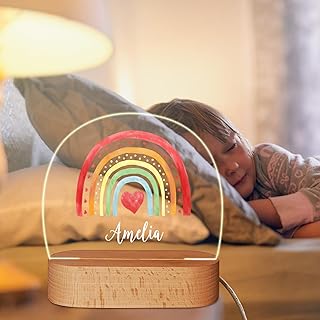 Personalized Night Lights Rainbow Lamp - Baby Night Light Custom Name Night Light Colorful Rainbow Home Decor Personalized Gift for Kids Birthday Acrylic Night Light USB-Cable (Rainbow2)