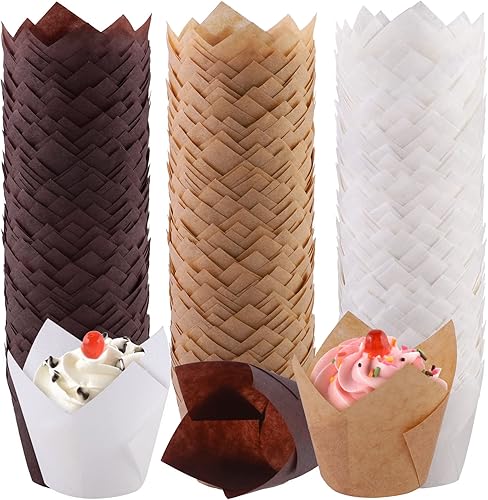 Aodaer 240 piezas de mini tulipanes para hornear muffins, fundas para magdalenas, soportes para tazas para hornear, para bodas, cumpleaños, baby