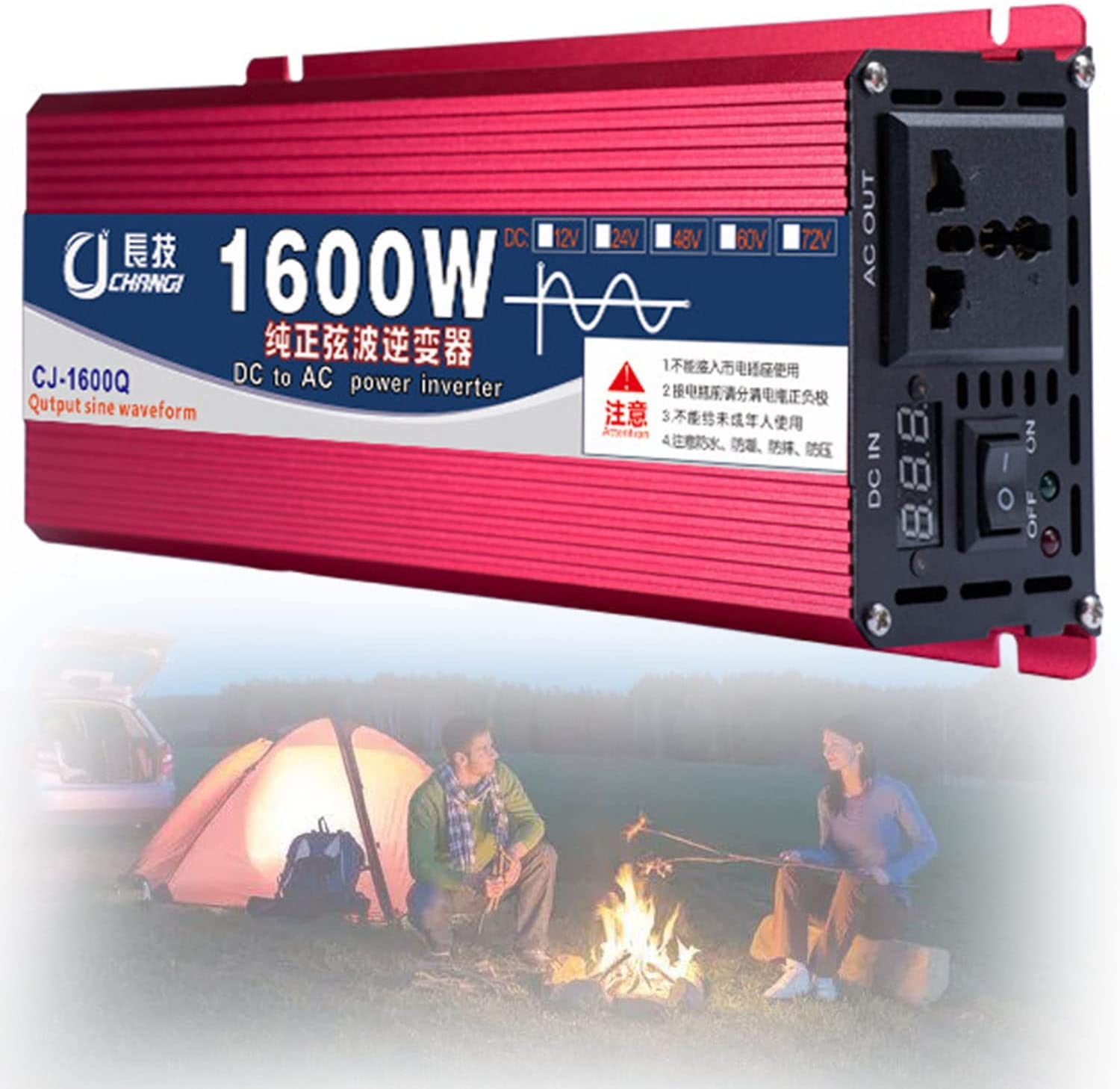 Pure Sine Wave Inverter 1600W 2200W 3000W 4000W 5000W 6000W 8000W Reiner Sinus Wechselrichter Spannungswandler 12V 24V 48V 60V 72V auf 230V Umwandler Konverter Transformator (1600W,12Vto220V)