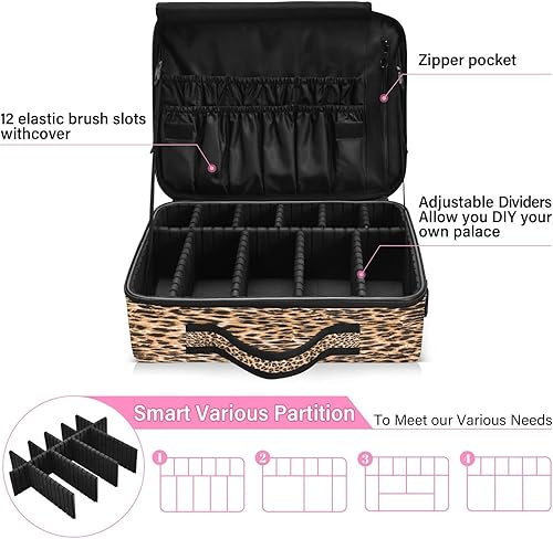 Miniatura 4 de Brown Leopard Camo traveling cosmetic bag toiletries travel makeup bag zipper travel makeup organizer neceser para cosmeticos for womens men mens