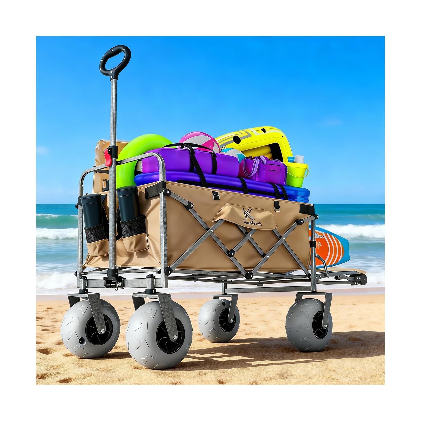 Photo 1 of SEE NOTES AND PICTURE……..Kesfferch Beach Wagon with Big Wheels for Sand – 10" Balloon Tires & 450lb Heavy Duty Foldable Cart | Removable All-Terrain Design for Camping, Garden, Beach & Groceries