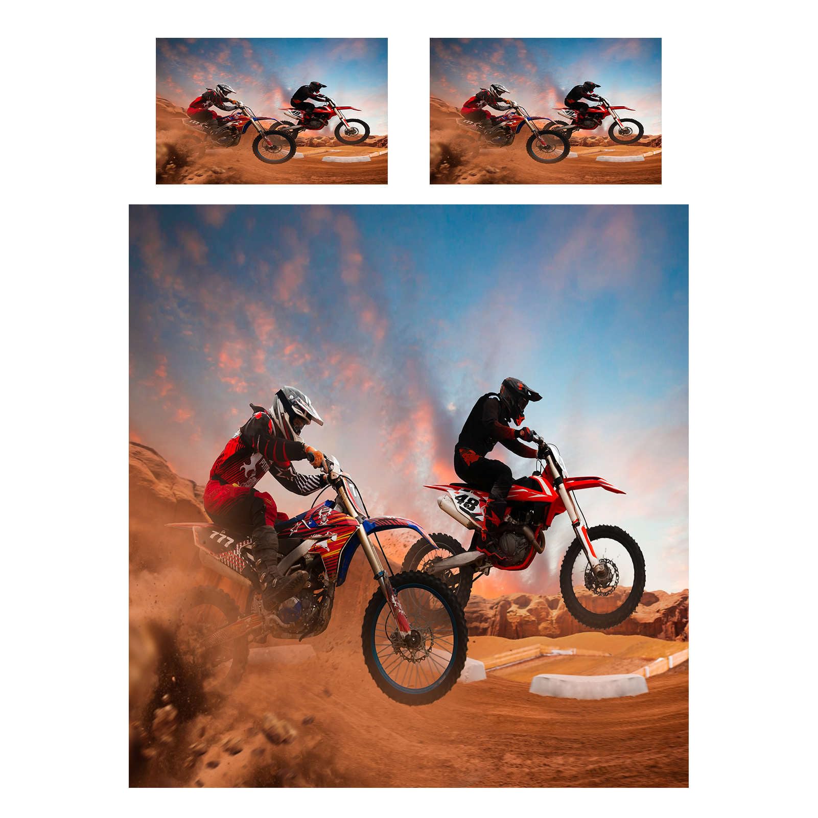 ANHOPE Motocross Rider Duvet Cover Set Soft 3 Piece Bedding Set including Motorcycle Print Pattern Comforter Cover Pillowcase All Season Decor Quilt Cover with Zipper for Kids Adults Single - Image 2