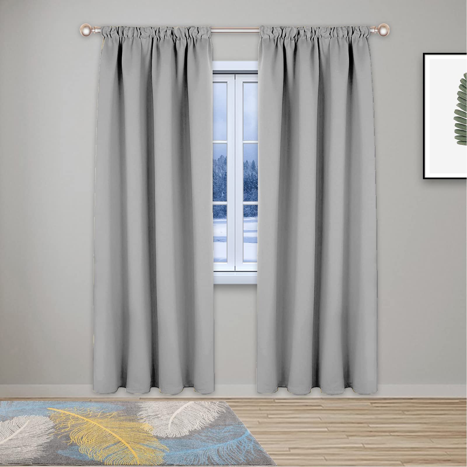 GZQIAWY 1 Pack Blackout Curtains Thermal Curtains for Bedroom Living Room Soft Window Treatments for Kids Super Soft Pencil Pleat Light Gray 130 in x 95 in (W x L)