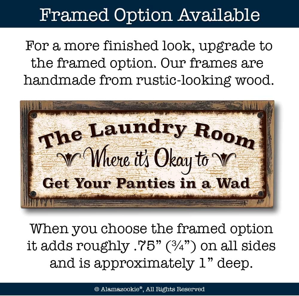METAL SIGN, NOT A RUG - The Laundry Room, Where it’s Okay to Get Your Panties in a Wad, 5.75 x 15.5 Inch Framed Aluminum Sign, Funny Wash Room, Laundromat, Housewarming, Gifts & Decor 0616-RK3004-F