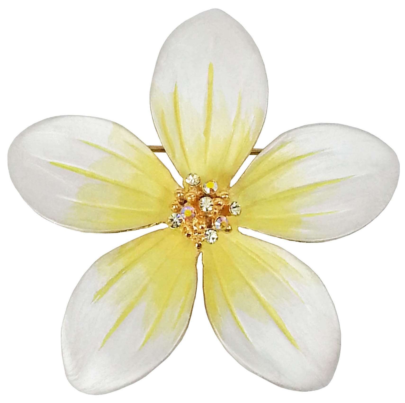 RUCINNI Plumeria Brooch with Crystals (8672WT/YE)