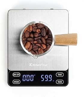 KitchenTour Nano Coffee Scale with Timer 3kg/0.1g, 3 Mode for Espresso Machine and Pour Over, High Precision Pour Over Drip Espresso Scale with Back-Lit LCD Display