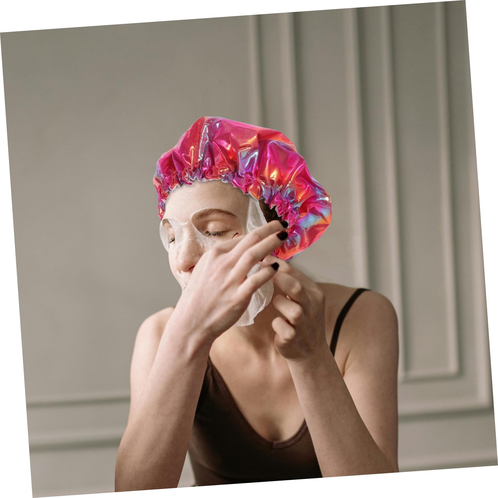 Healeved 5stücke Doppellagige Wasserdichte Duschhaube Für Lange Atmungsaktive Badekappe Elastische Haarhaube Für Damen Und Schützend Und Wiederverwendbar