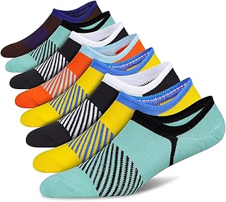 FLYRUNMens No Show Cotton Socks 8 Pack Low Cut Casual Sock with Non-Slip Grips