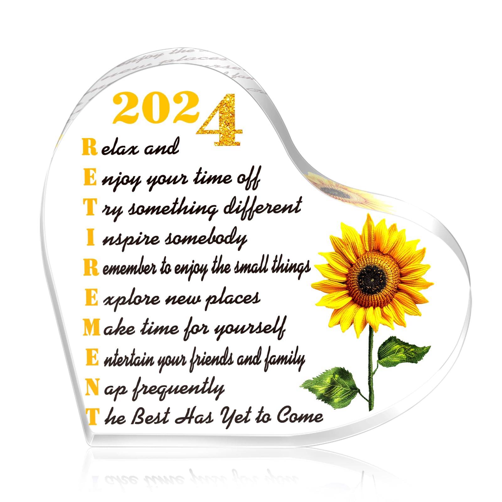 Sunflower Retirement Gift - Acrylic Keepsake Paperweight For Retirees, Teachers, Nurses