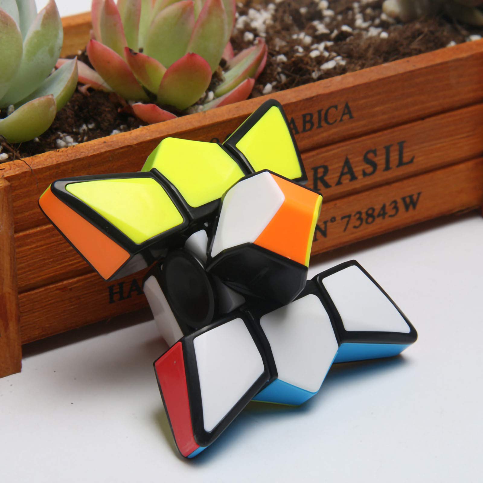 Spinner Fidget Toy Cubo mágico 1X3X3 Cubo de velocidad 2.8 pulgadas sin etiqueta rompecabezas 2 en 1 rompecabezas de cerebro antiansiedad Spinning Top para todas las edades 2