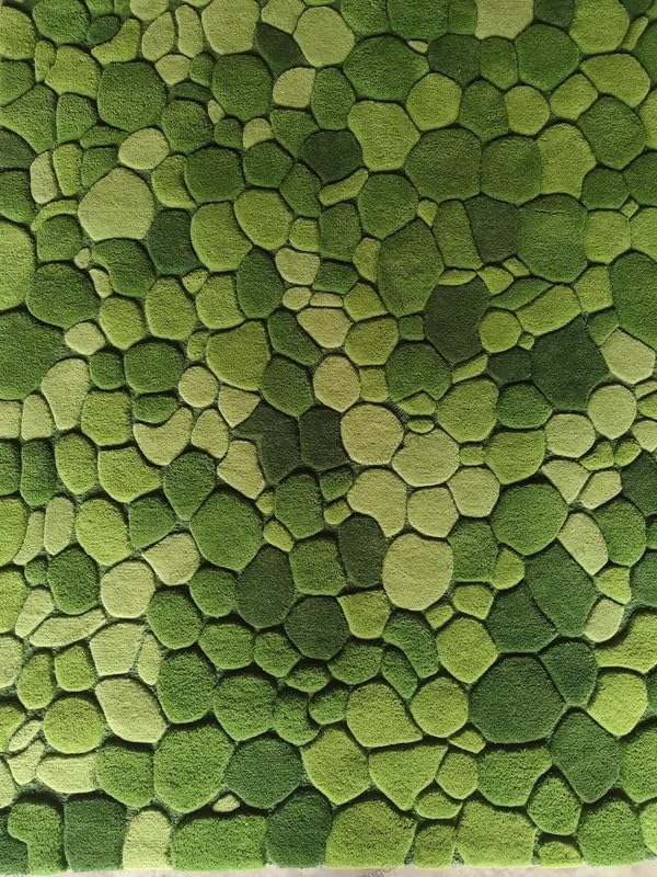 Green Pebble Textured Area Rug 8x11 ft, Handmade Tufted Wool Carpet, Thick Plush Soft Modern Shag Rug for Living Room Bedroom Indoor Home Decor