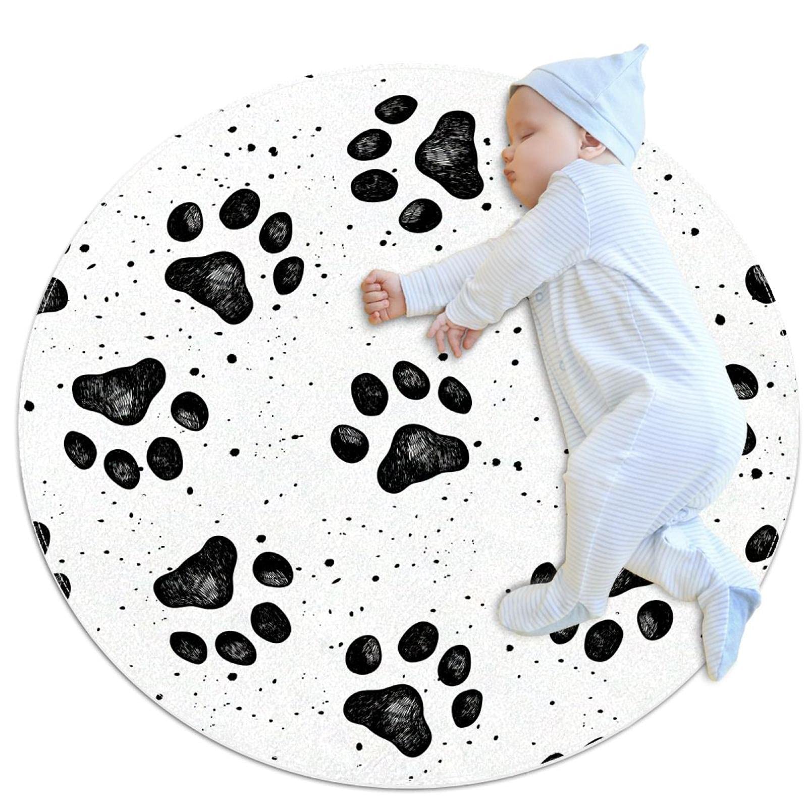 Tapis ronds motif pattes de chat : créez un coin cocooning doux et antidérapant au salon