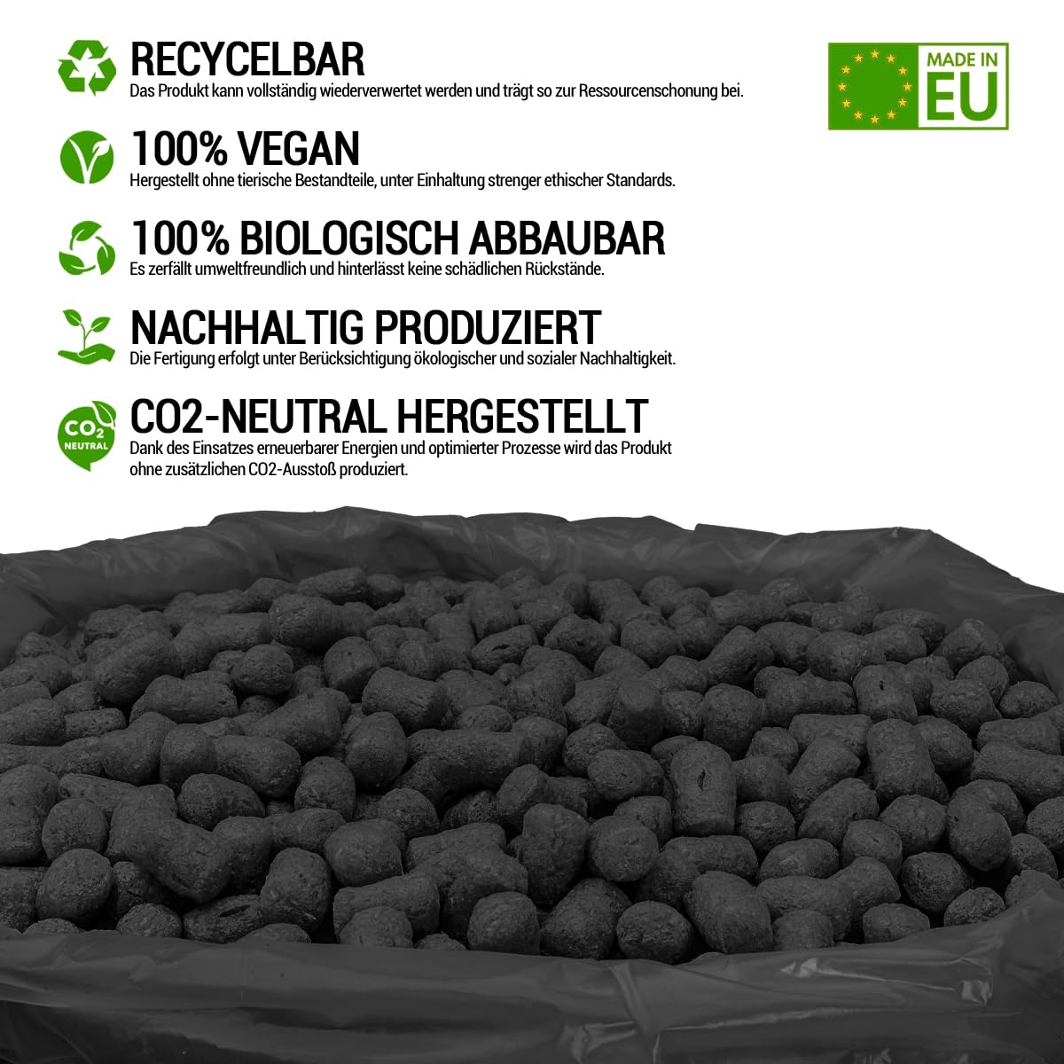 BIO Almidón de Maíz Chips de Embalaje 25 litros - Negro