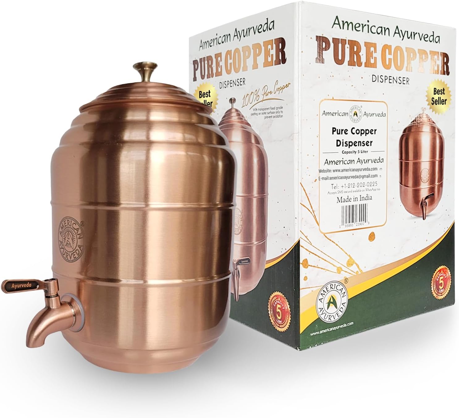 100% Pure Copper water Dispenser Storage Tank Pot, Stainless Steel Faucet spigot and Lid included Healthy Organic Water Yoga Meditation 1.32 Gal (5 Liters) 100% Pure Copper water Dispenser Storage Tank Pot, Stainless Steel Faucet spigot and Lid included Healthy Organic Water Yoga Meditation 1.32 Gal (5 Liters)