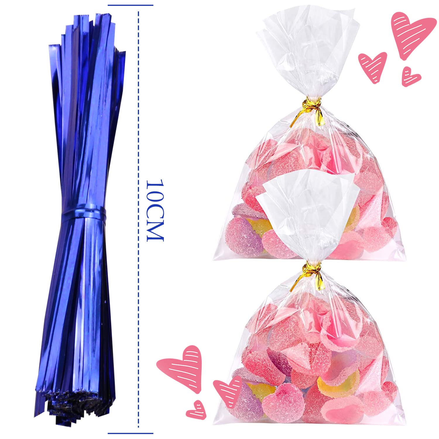 Acootruing Bag Twist Ties,700 Pcs 4 Inches Bread Bags Tie Metallic Twist Ties for Bakery,Candy Bags, Coffee Bags, Goodie Bags, Cak yellow blue rose red green silver Black AcootruingK009 0