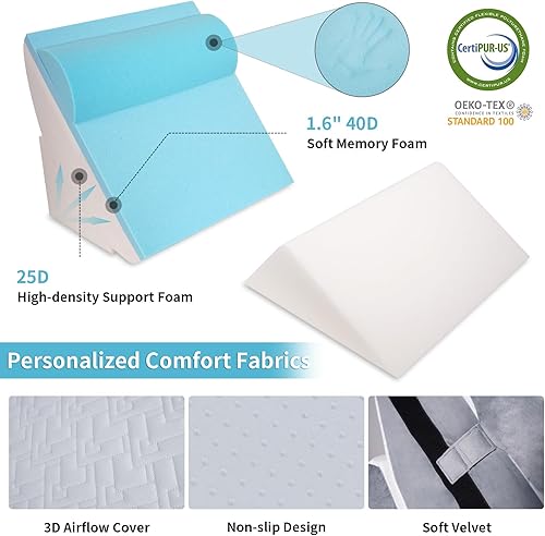 Miniatura 3 de Juego de 4 almohadas ortopédicas de cuña para después de la cirugía, posicionadores corporales de espuma viscoelástica ajustables para piernas,