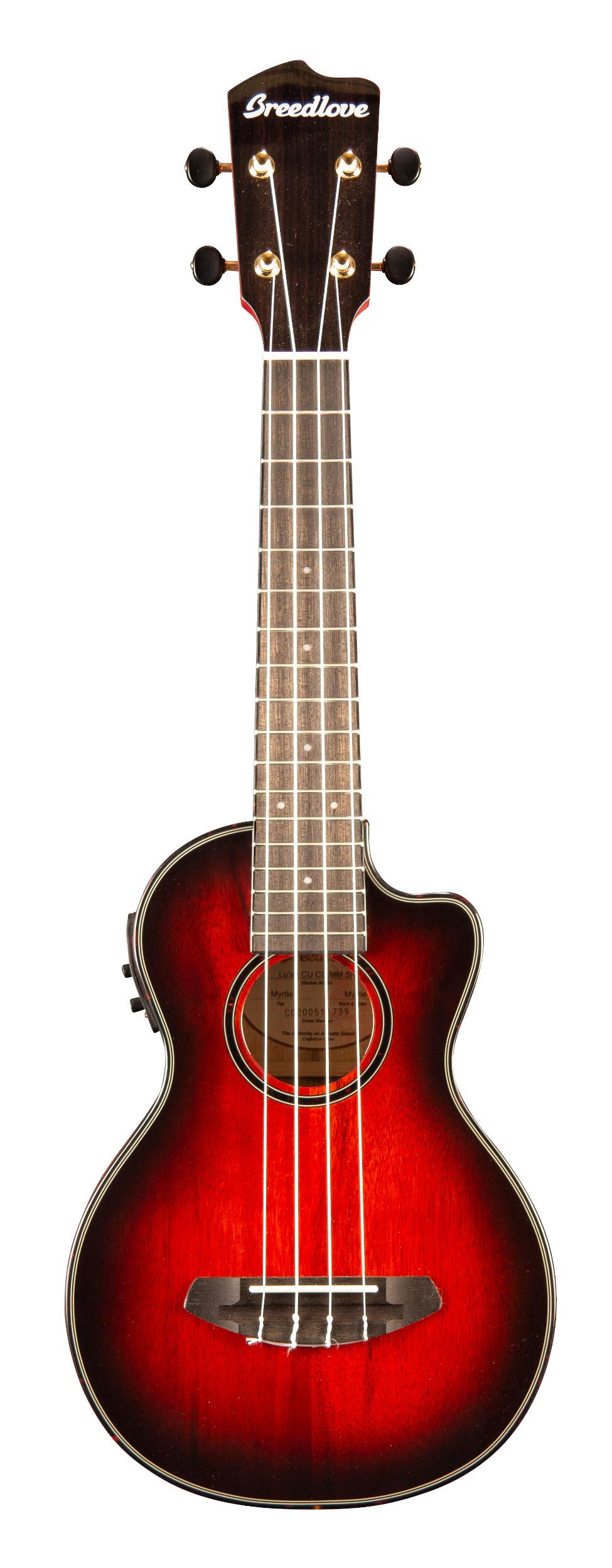 Breedlove Lu'au Concert Acoustic Electric Myrtlewood Ukulele, Sunset Burst w/Bag