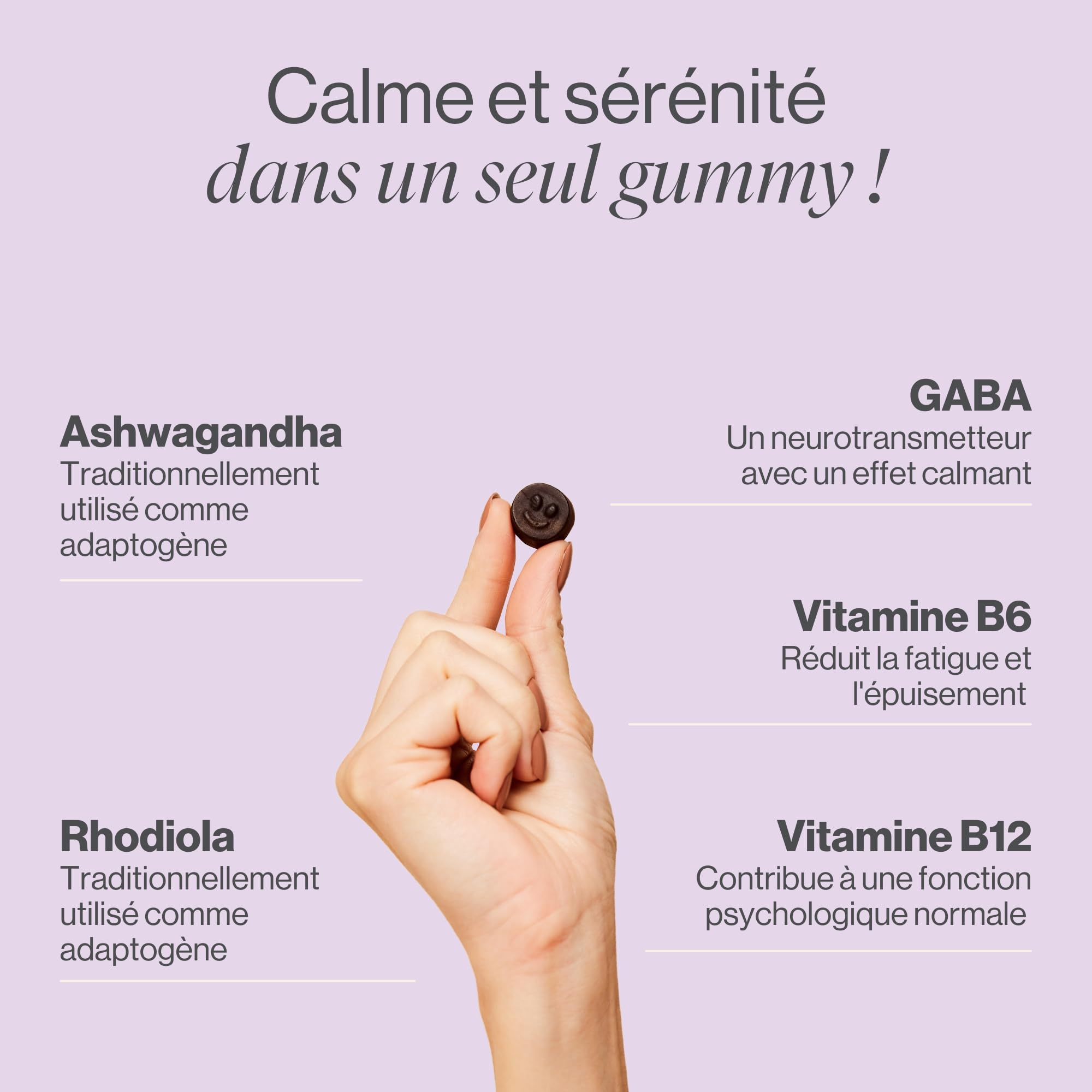 Tummy Tox Ashwagandha Gummies - GABA et Rhodiola, 60 Gummies | Rhodiola Rosea, les Vitamines B6 et B12 contribuent à des Fonctions Psychologiques Normales