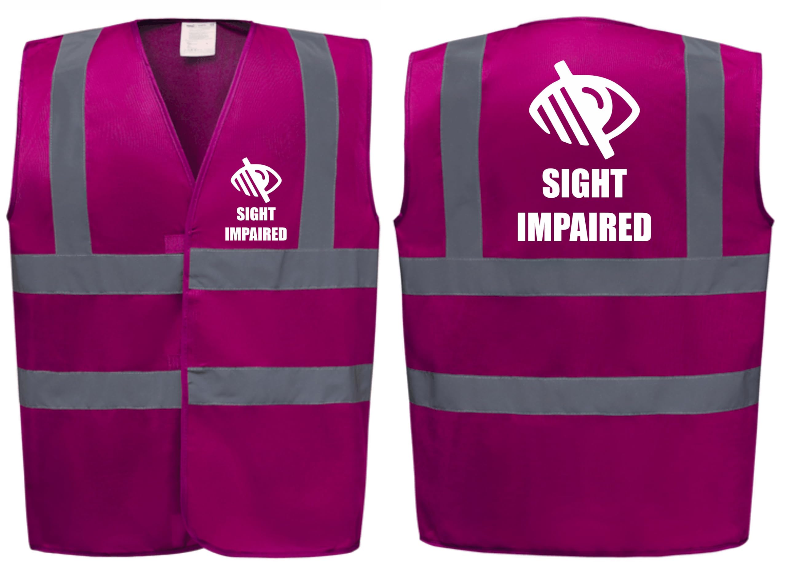 Brook Hi Vis Premium Safety Vest – Sight Impaired Logo Printed Front & Back, High Visibility Vest for Blind Awareness, Available in 14 Colours (Raspberry, Large)