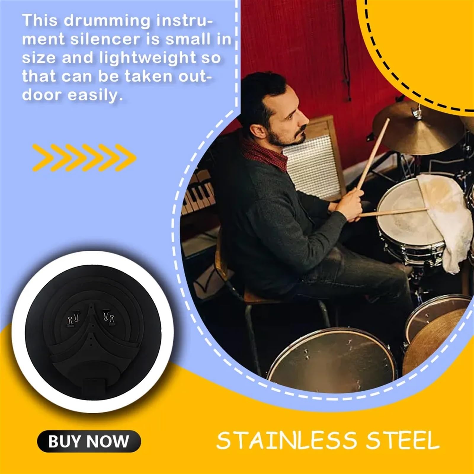 Silenciador De Batería 14 Piezas/Set Drum Mute Pad Kit de Batería de Platillos Mute Pads Aislamiento Acústico Percusión Instrumento de Percusión Pieza de Repuesto Silenciadores Baterista Para PráCtica