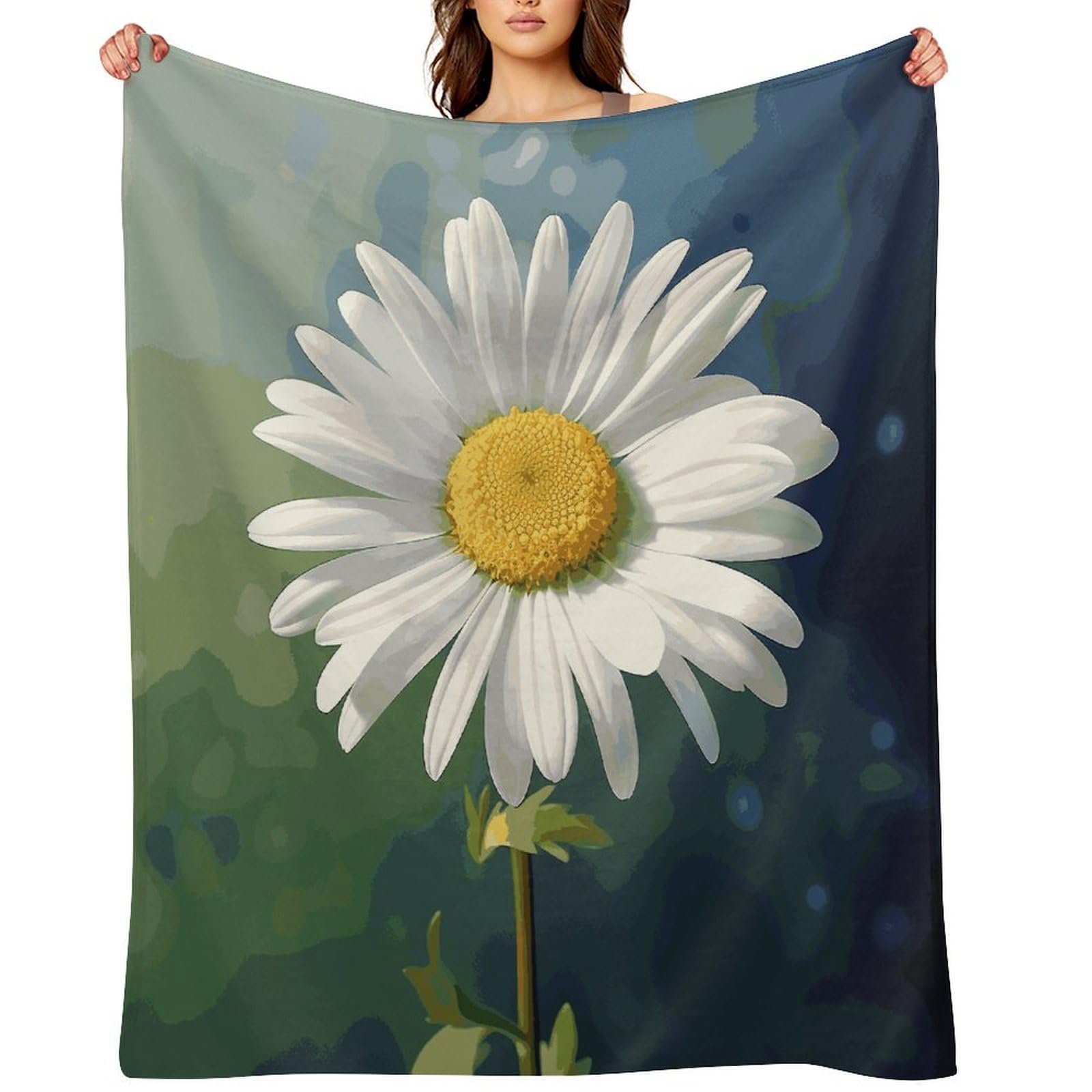 Fekiloot Style Daisy Flower Throw Blankets Camping Blanket60 X80