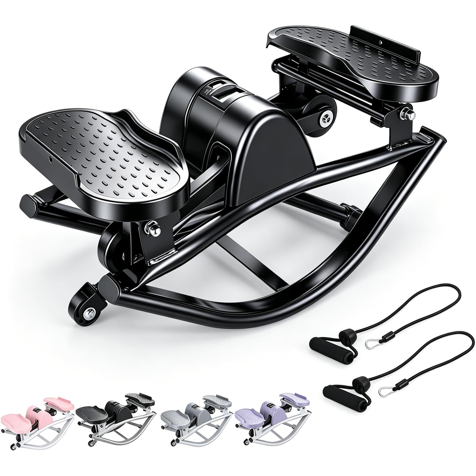 2026 New Lateral Rocking Stepper with Digital Counter & Non-Slip Mat, No Assembly Lightweight Home Fitness Machine for Low-lmpact Cardio（Black）