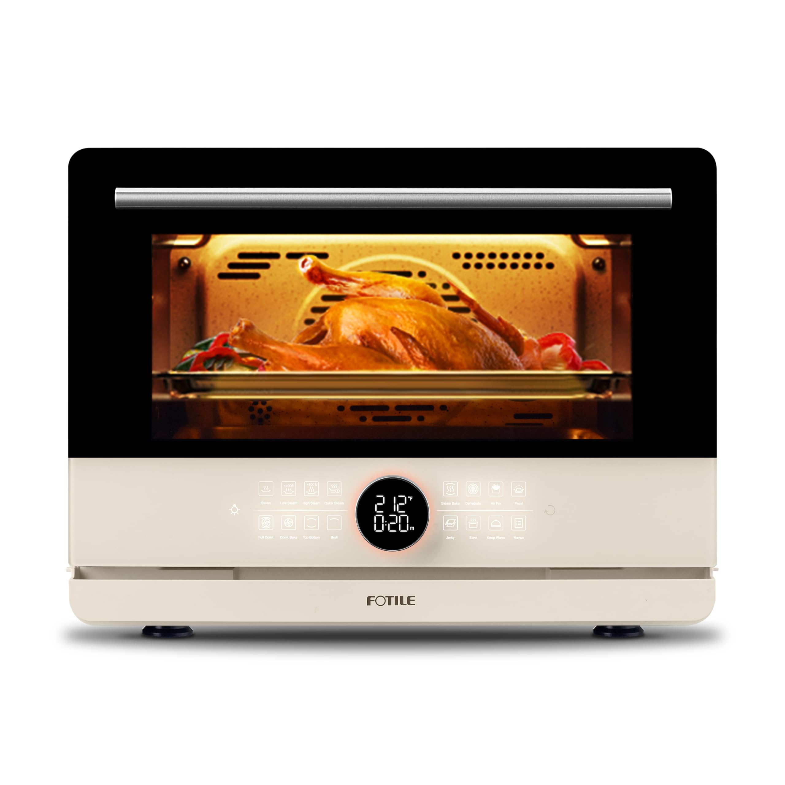 FOTILE ChefCubii oven in beige, showing its sleek design and control panel