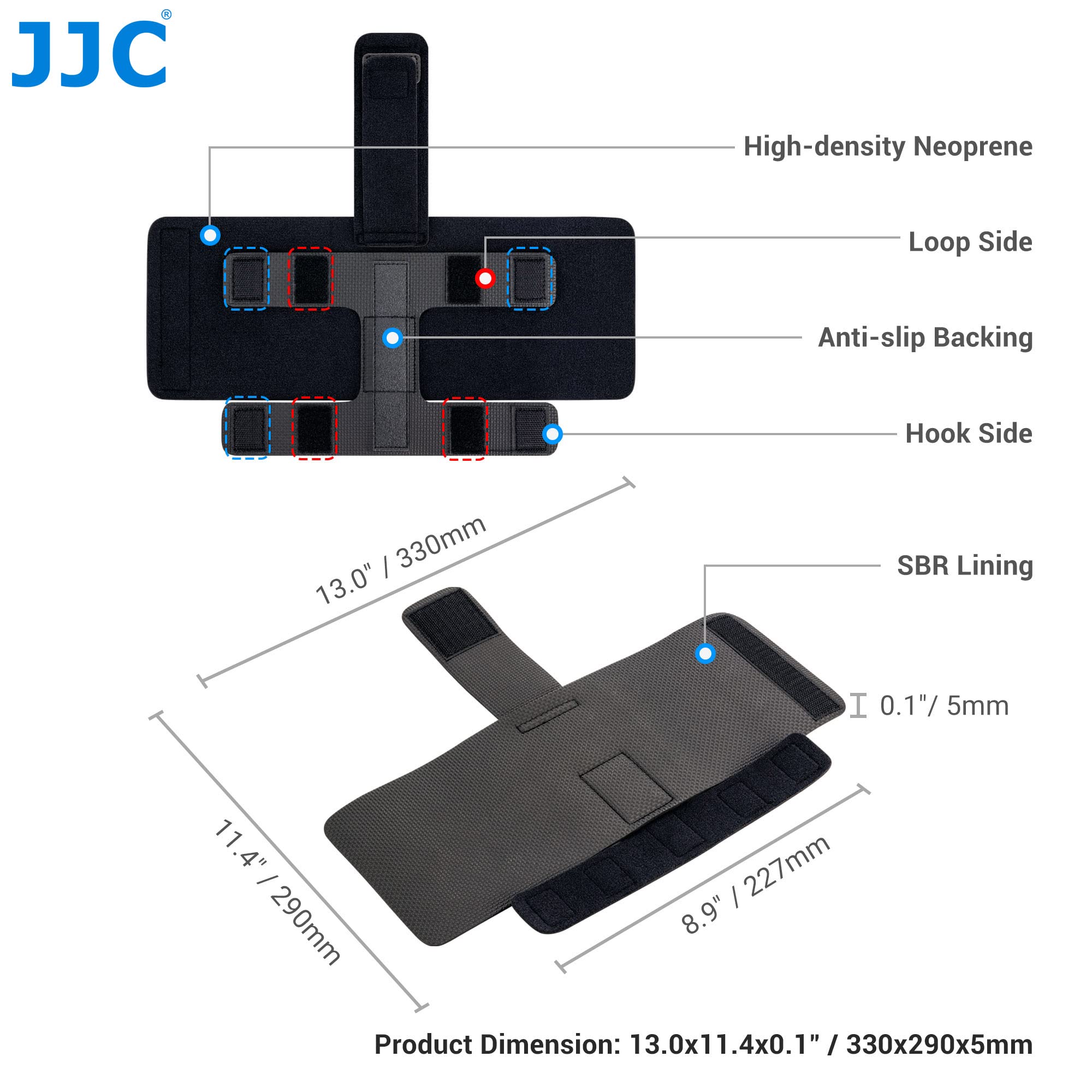 JJC Cinghia Montaggio Neoprene per Piccoli Gadget Attacca Alla Gamba del Treppiede, Supporto Luce Scala Fotografica, Fascio e Altri Oggetti per un Accesso Rapido Agli Oggetti (Capacità Carico 1kg)
