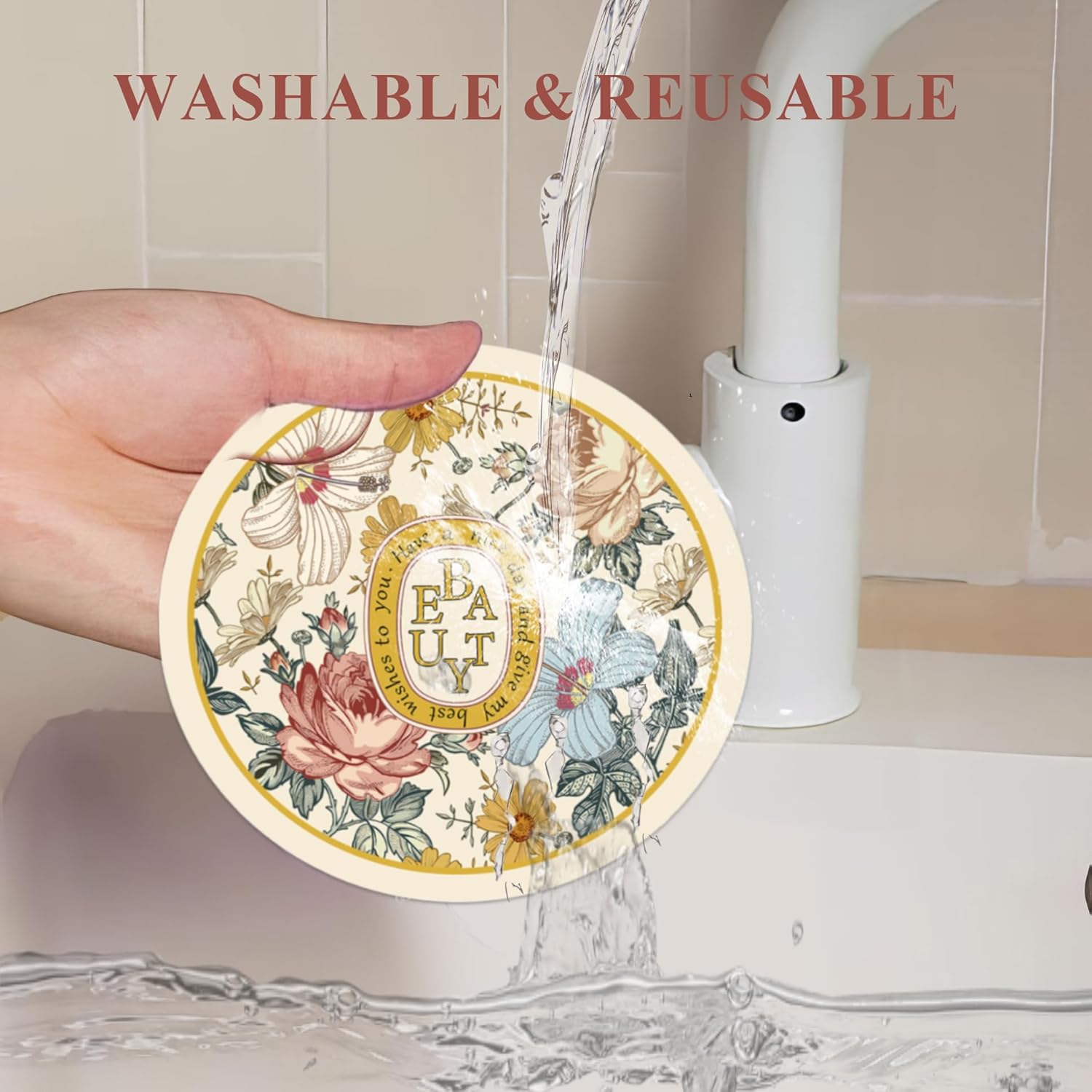 Coaster Set of 2 for Drinks, Absorbent Rubber Desk Coaster Non-Slip Drink Coasters, Vintage Style, Cup & Wine Bottle Coasters, Table Protection for Home, Bar, Kitchen - Image 4