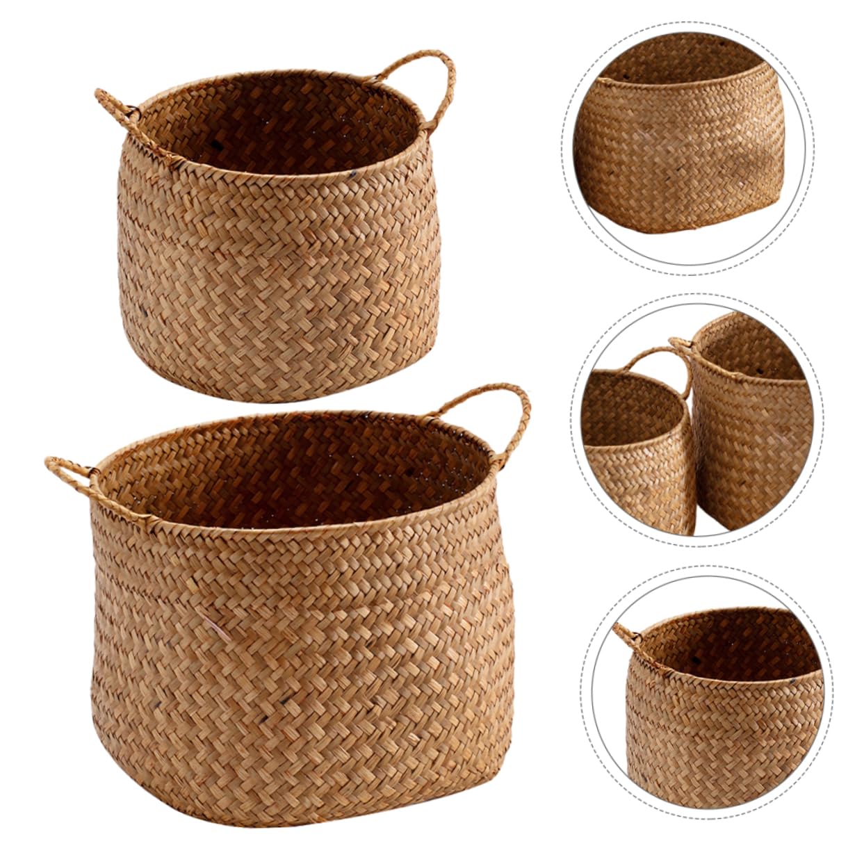 2piezas Cestas Tejidas Organizador Japonés De Almacenamiento Con Doble Asa Soporte Natural Para Guardar Objetos Sala De Estar o Dormitorio