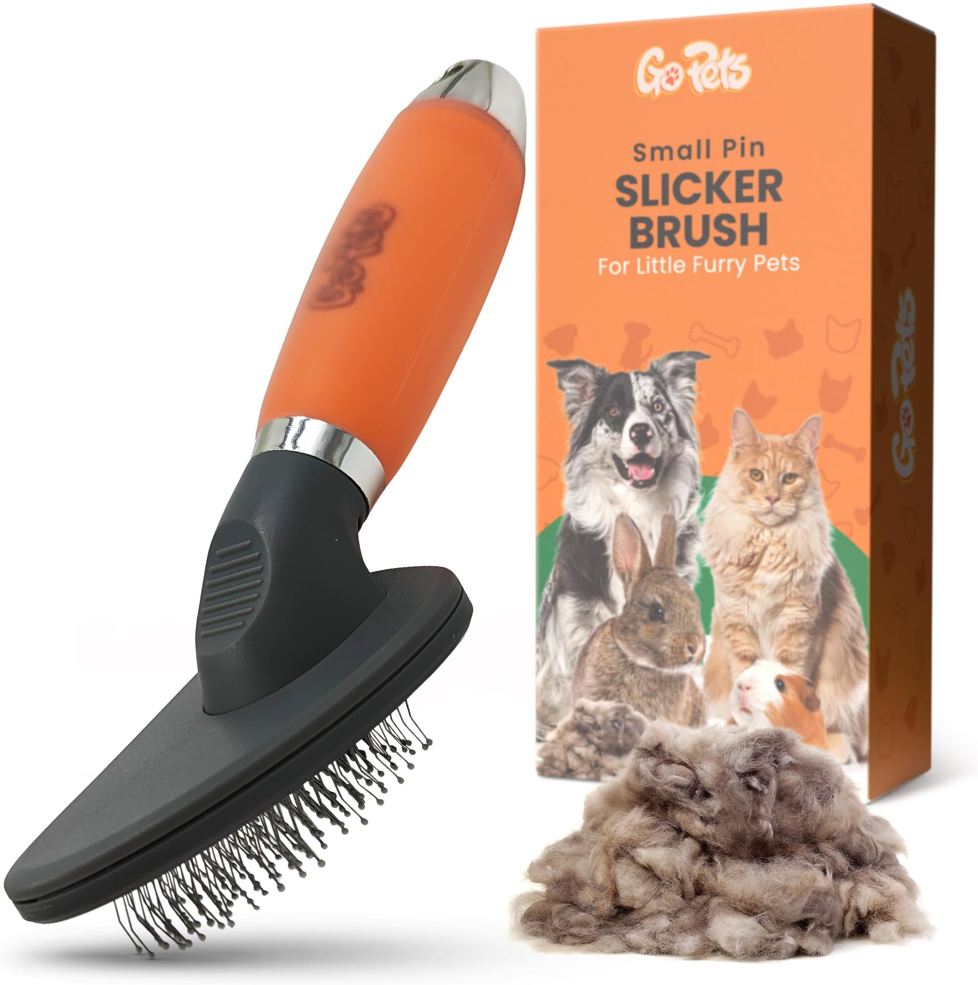 GoPets Double-Sided Pin & Bristle Brush – Grooming Tool for Dogs & Cats for Detangling, Shedding Control, Slicker Brush for Long-Haired Pets, Fur Removal for Healthy Coat, Ergonomic Handle