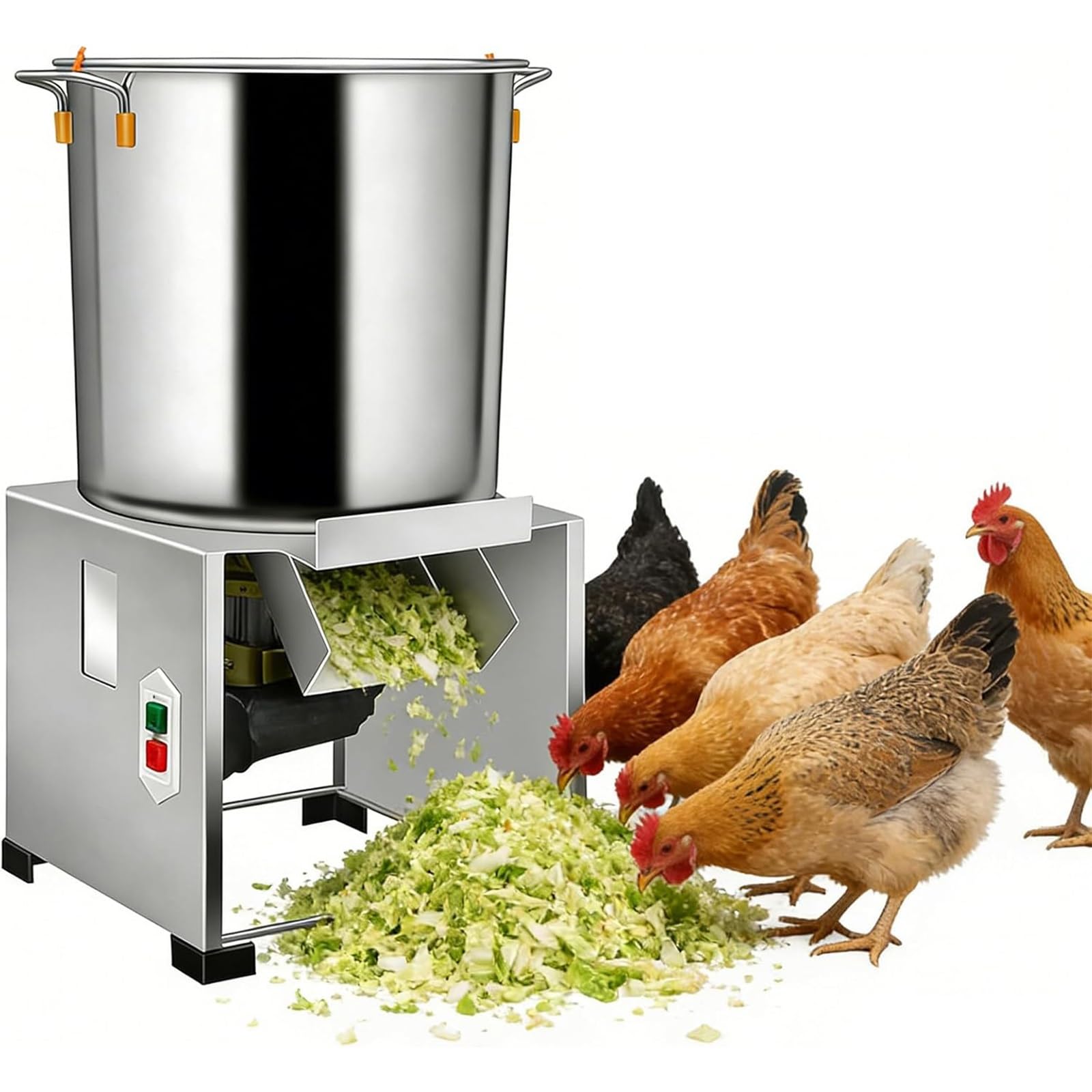 Trituratore Elettrico Per Verdure 2800r/min - Processore Commerciale Di Verdure In Acciaio Inox, 4 Lame, Capacità 50-200kg/h, Ideale Per Mangime Avicolo, Include Accessori