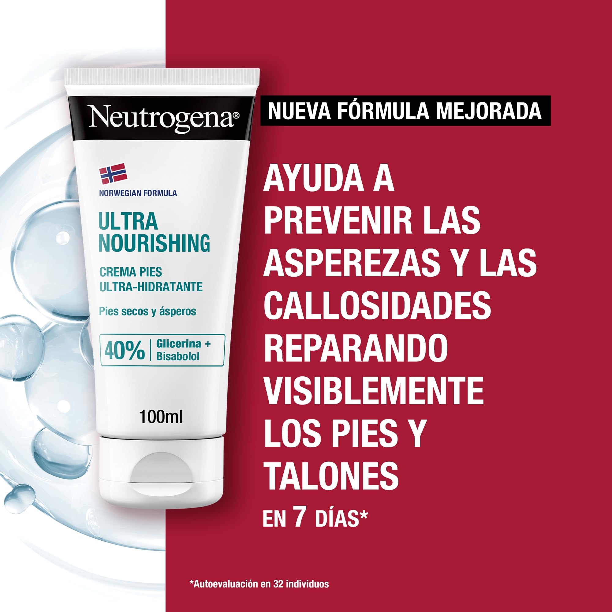 Neutrogena Fórmula Noruega Crema Pies Ultra Hidratante (pack de 2 x 100 ml), crema pies secos y agrietados, crema hidratante Neutrogena pies con 40% Glicerina y Bisabolol — view 2