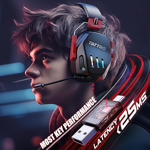 Miniatura 4 de Auriculares inalámbricos para juegos de 2.4 GHz USB y tipo C para PC, PS4, PS5, Switch, auriculares Bluetooth 5.3 para juegos con micrófono