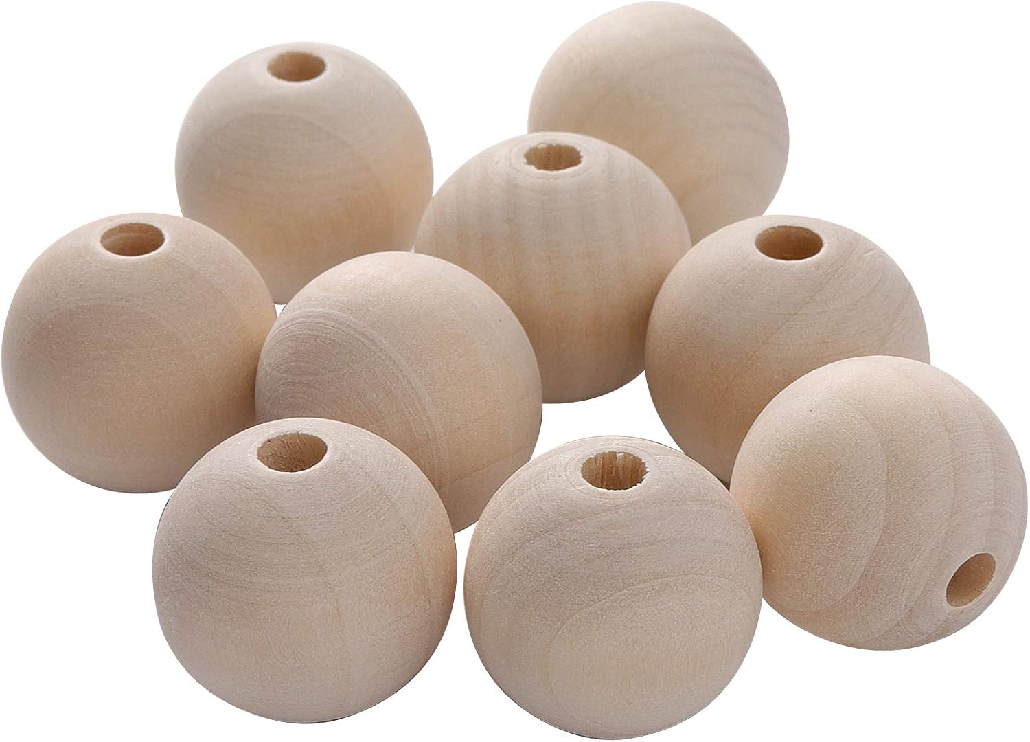 HAKZEON 25mm 300 PCS Natural Wooden Beads for Crafts, Round Spacer Unfinished Loose Wood Beads Set for Assorted Jewellery Making, Garland, Home Decoration, DIY Handmade - Image 8