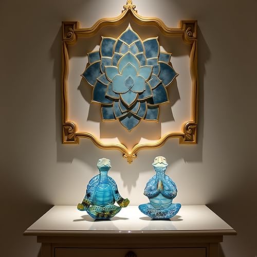 Miniatura 8 de Paquete de 2 figuras de tortuga marina de yoga, estatua de escritorio de meditación de resina con base antideslizante, temática del océano zen,