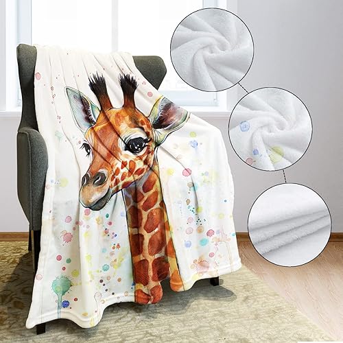 Miniatura 4 de HommomH Manta polar Animal 10 (jirafa acuarela, 40 x 50 pulgadas)